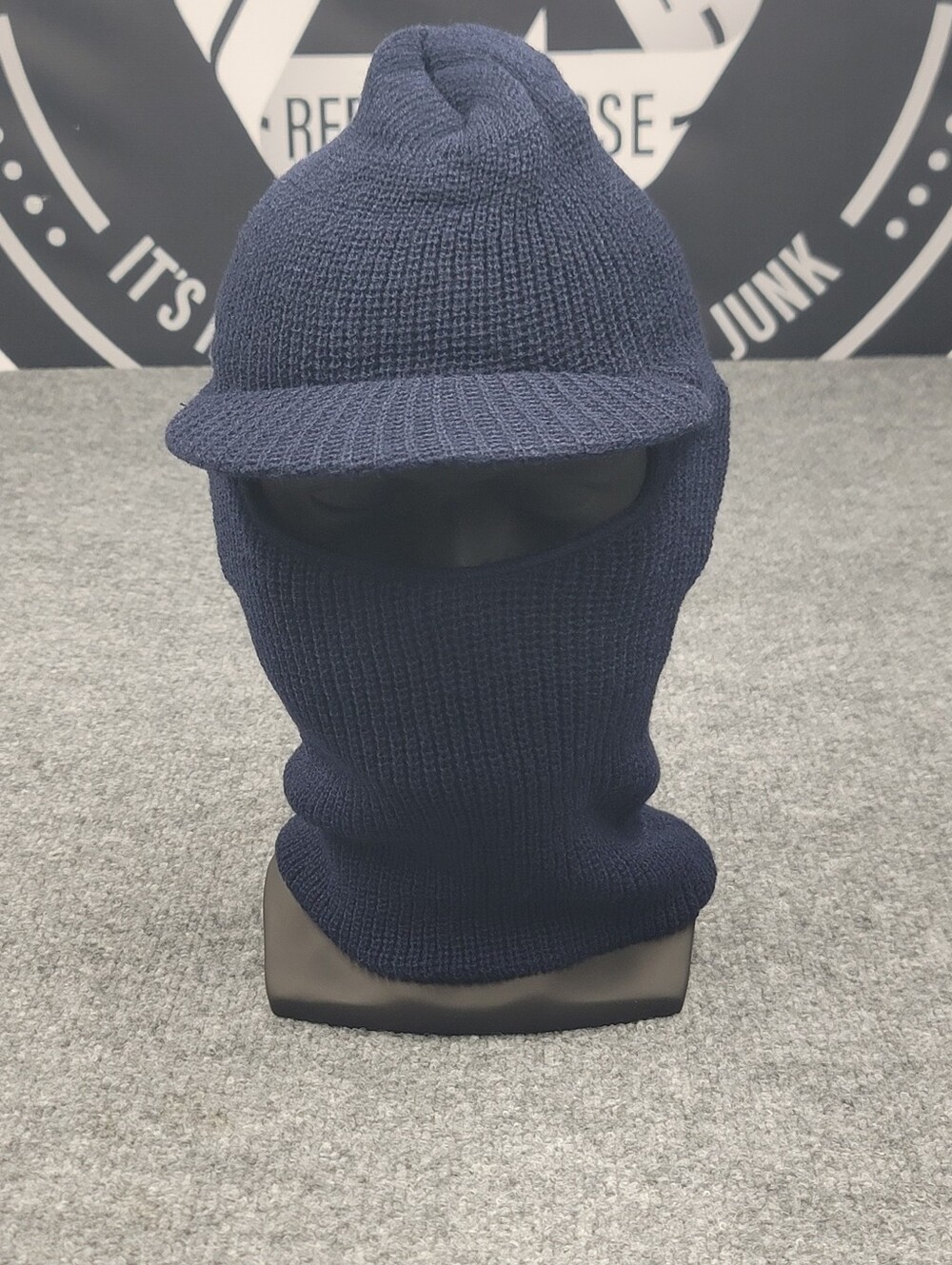 2 In 1 Knit Balaclava Ski Mask Hat With Visor Blue New